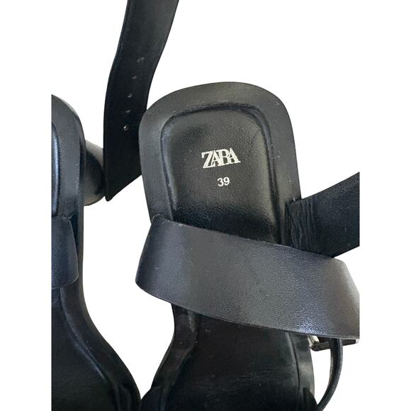 ZARA Black Strappy Block Heel Sandals Size 39 (US 8.5–9) - Picture 3 of 4